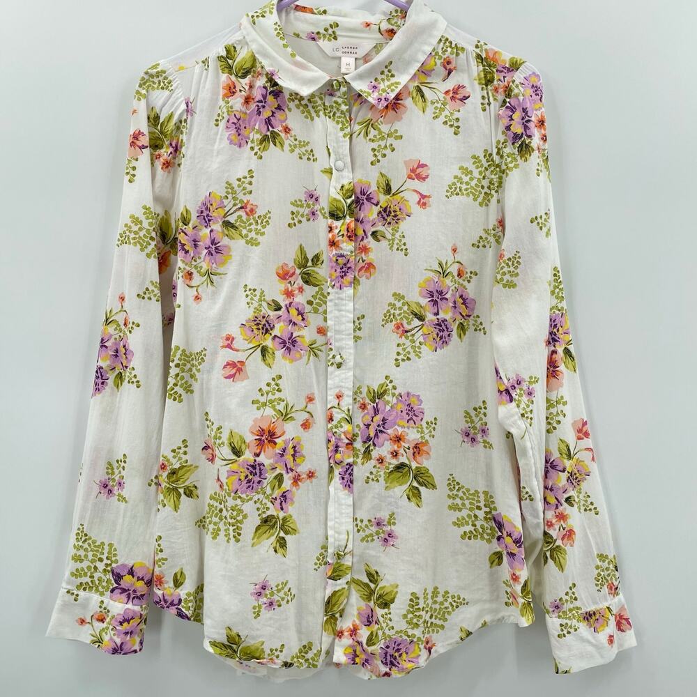 Lauren Conrad Floral Button-up Blouse, Sz.‎ M, Spring Coquette Feminine Girly